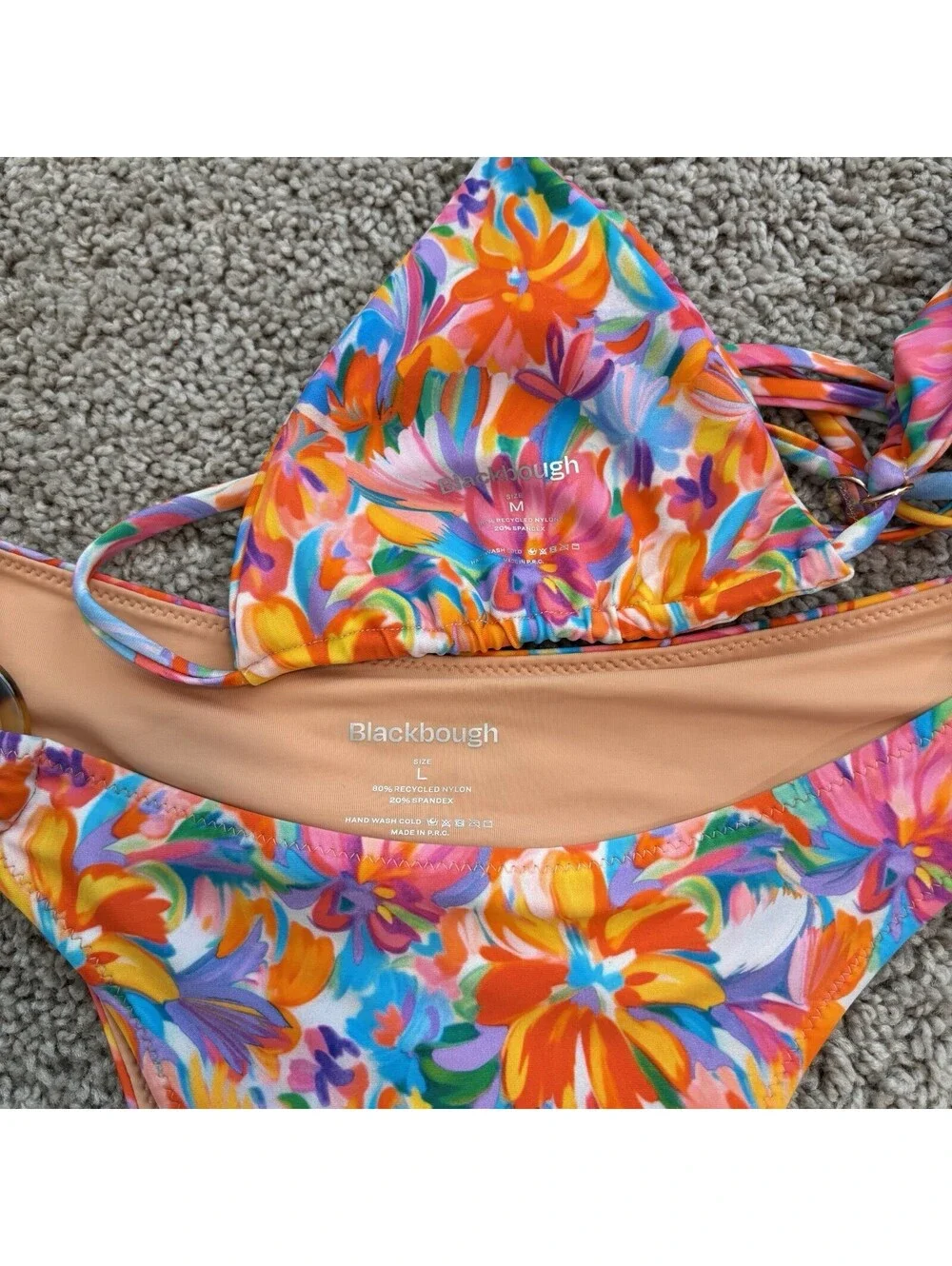 Blackbough Bikini Lana Side Ring Bottoms Size L Maddy Triangle Top Size M EUC